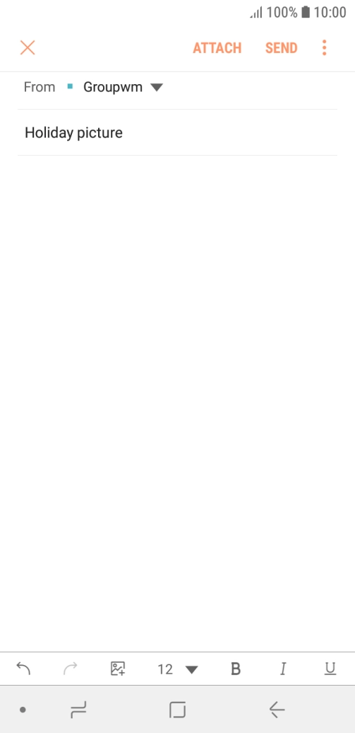 Press the text input field and write the text for your email.