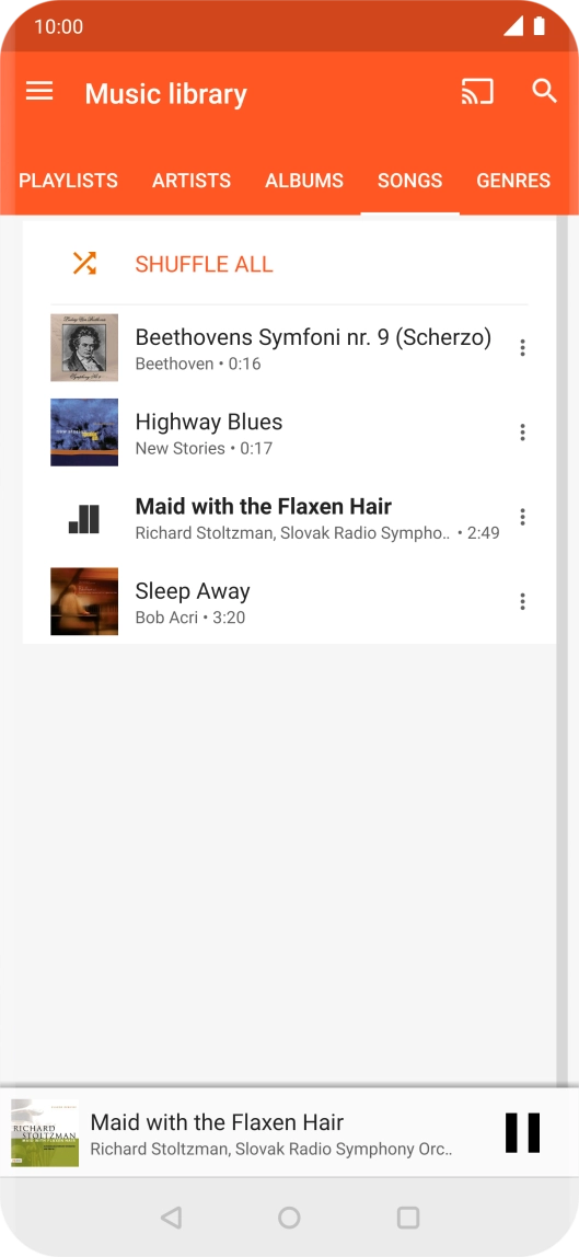 Press the song title at the bottom of the screen.