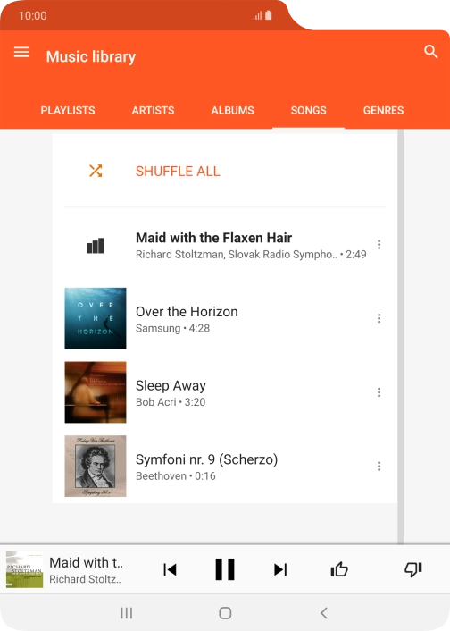 Press the song title at the bottom of the screen.