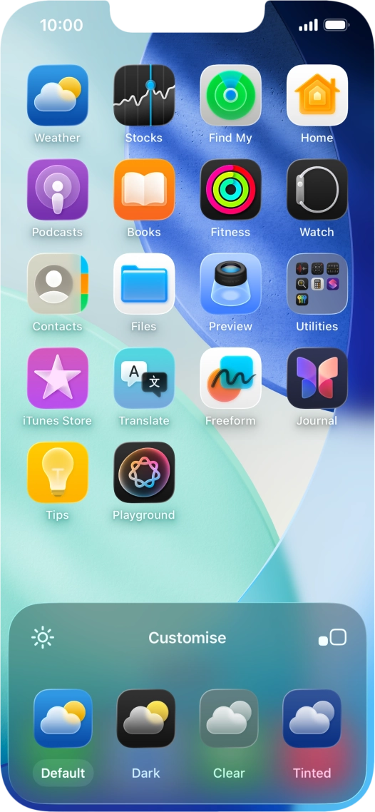 Press the required setting to select the size of app icons on the home screen.