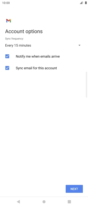 If this screen is displayed, you email account has been recognised and set up automatically. Follow the instructions on the screen to key in more information and finish setting up your phone.