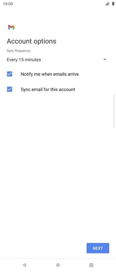 If this screen is displayed, you email account has been recognised and set up automatically. Follow the instructions on the screen to key in more information and finish setting up your phone.
