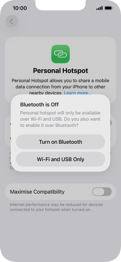 If Wi-Fi is turned on, press Wi-Fi and USB Only.