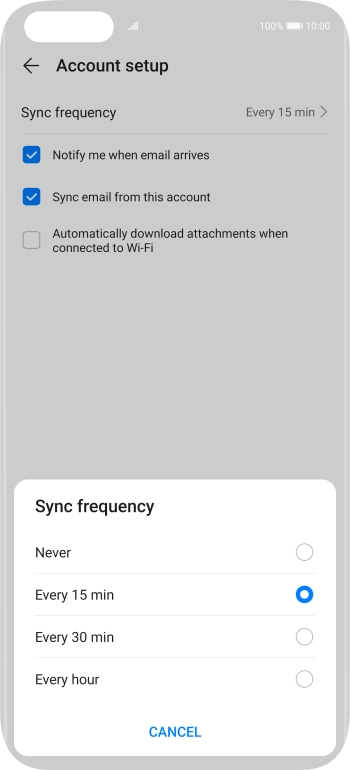Press the required setting.