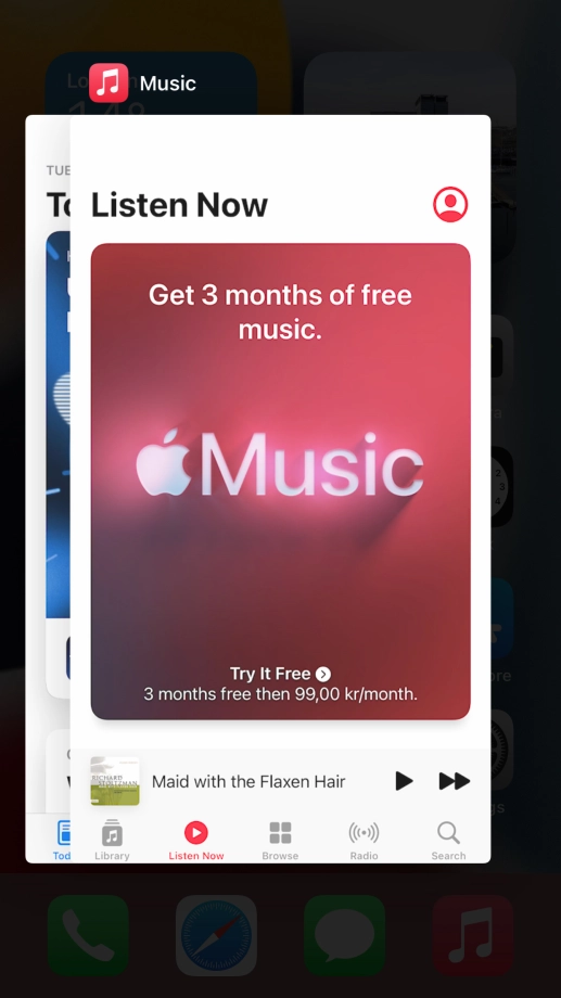 Slide upwards on the required application to end it.