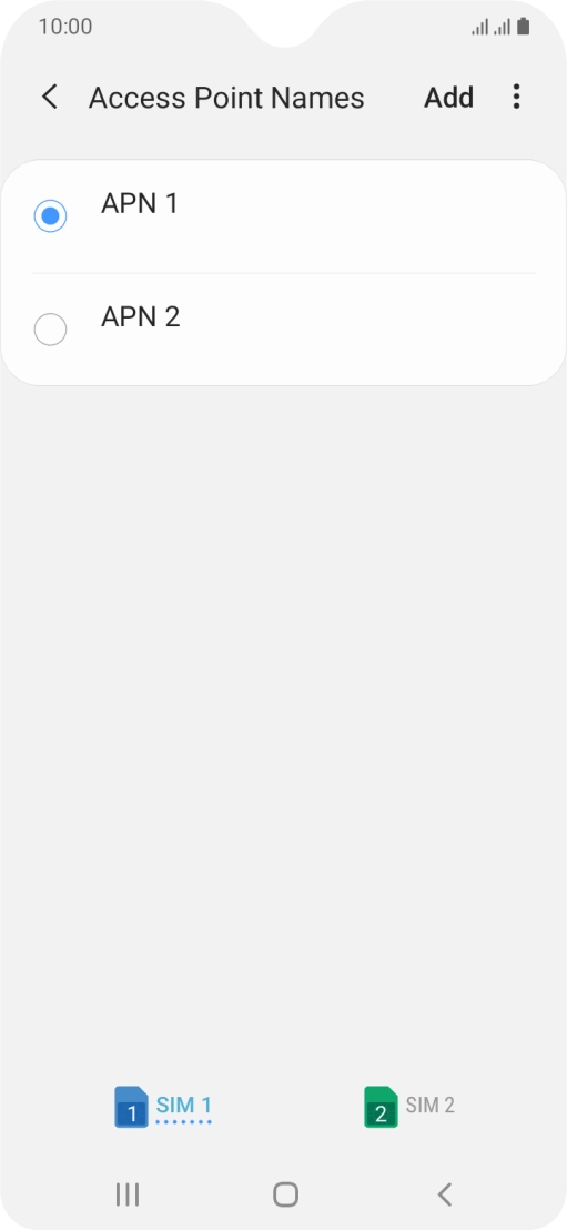 Press the field next to the data connection to activate it.
