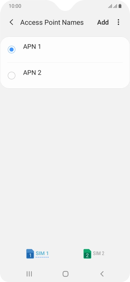 Press the field next to the data connection to activate it.
