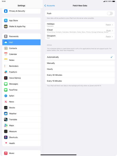 If you turn off the function, press the required setting.
