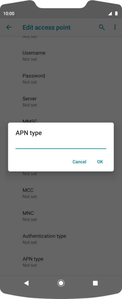 Key in default and press OK.