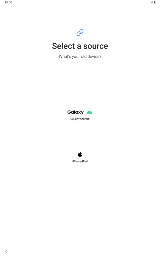 Press the required setting and follow the instructions on the screen to transfer content from another device.