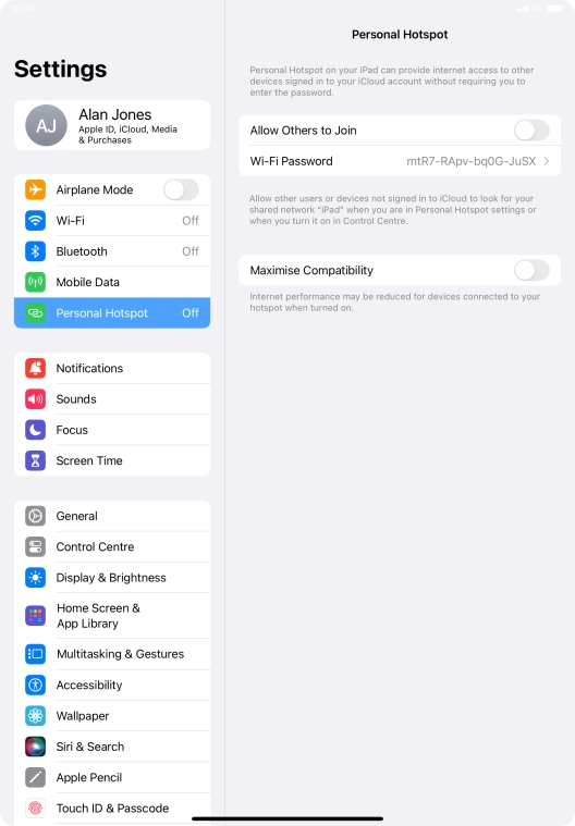 Press Wi-Fi Password and key in the required password.