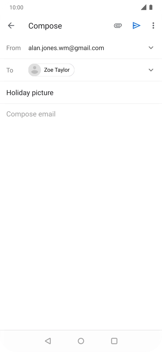 Press the text input field and write the text for your email.
