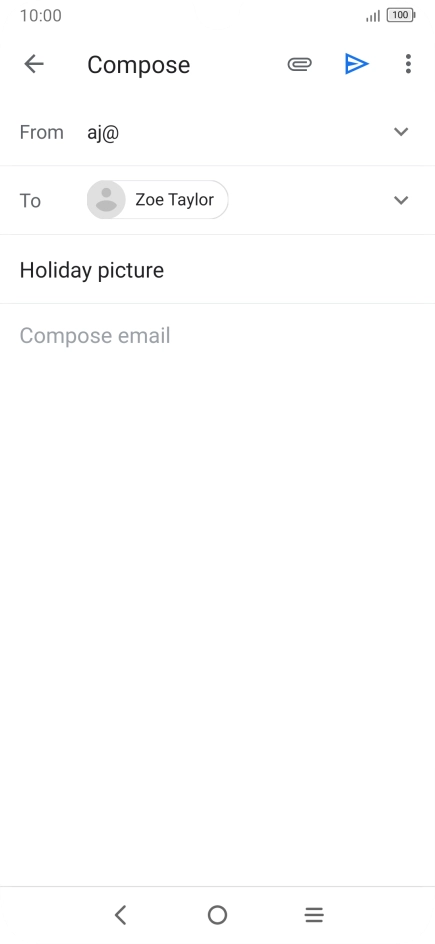 Press the text input field and write the text for your email.