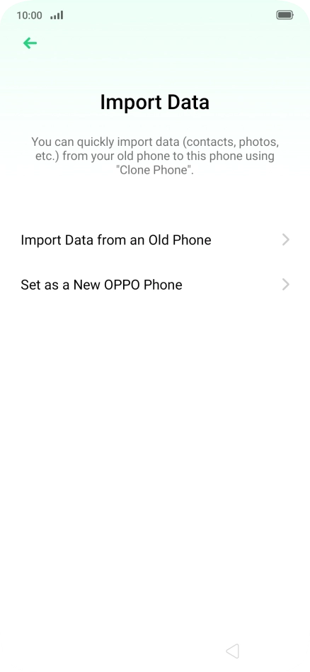 You can transfer the contents of another phone to your phone when it's activated for the first time and after a factory reset. When this screen is displayed, your phone is ready to transfer contents from another phone.