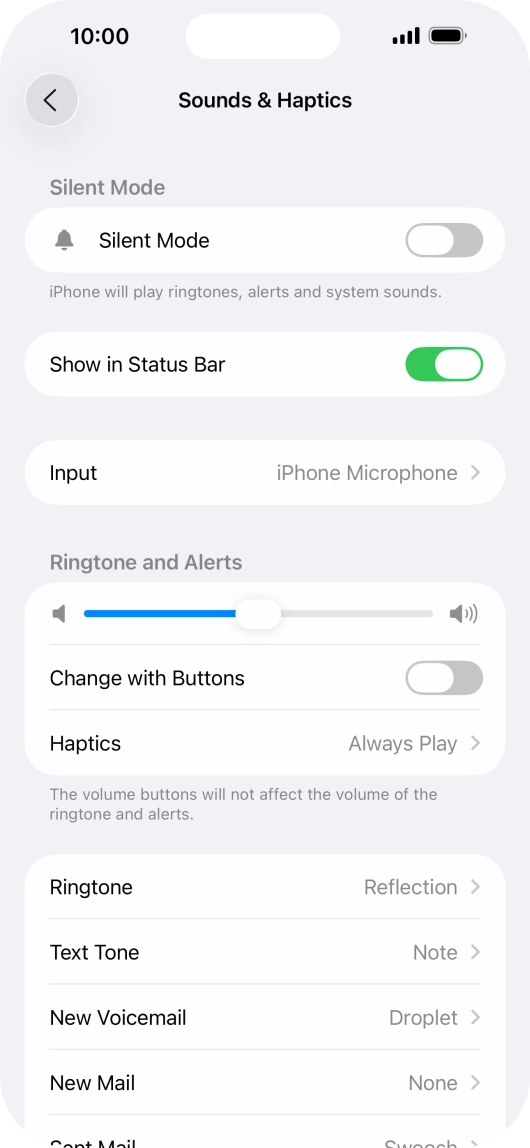 Press the indicator next to 