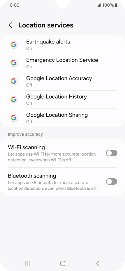 Press Google Location Accuracy.
