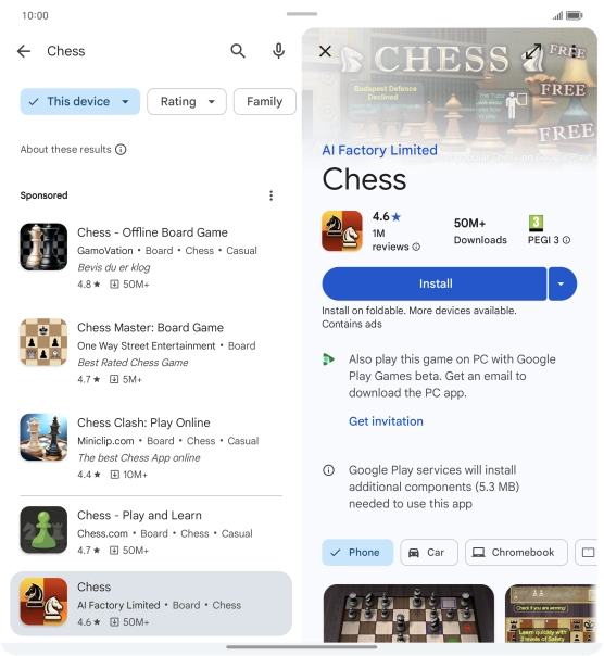 Press Install and follow the instructions on the screen to install the app.