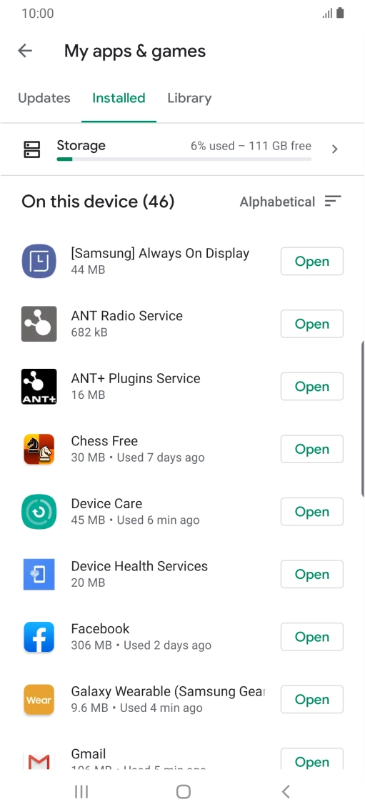 Press the required app.
