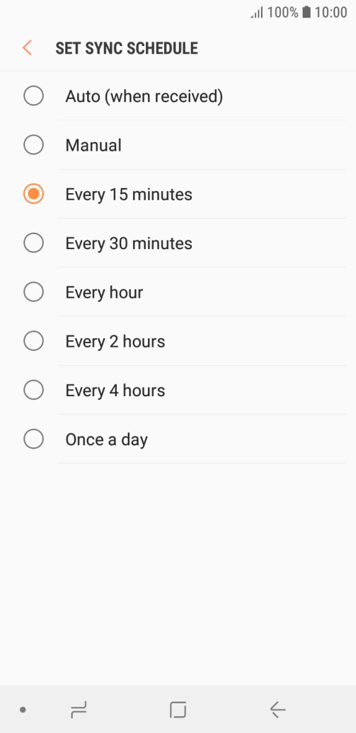 Press the required setting.