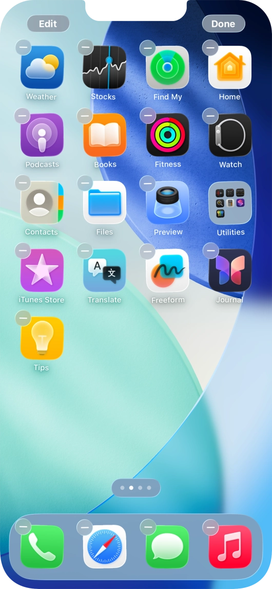 Press the home screen icon.