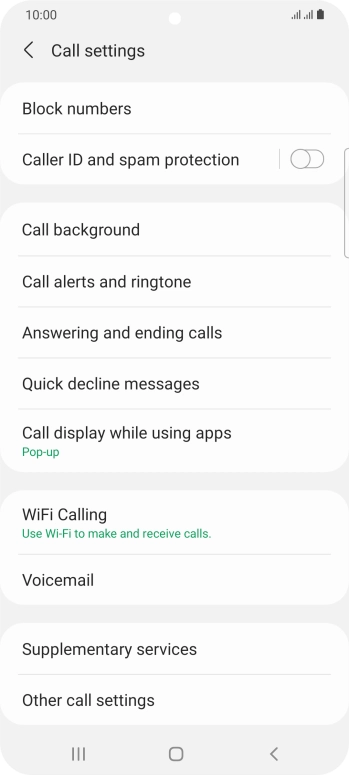 Press Supplementary services.