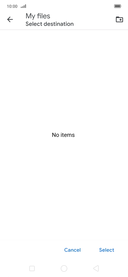 To create a new folder, press the new folder icon and follow the instructions on the screen to create a new folder.
