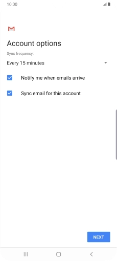 If this screen is displayed, you email account has been recognised and set up automatically. Follow the instructions on the screen to key in more information and finish setting up your phone.