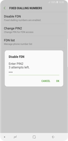 Key in your PIN2 and press OK. The default PIN2 is 0000.