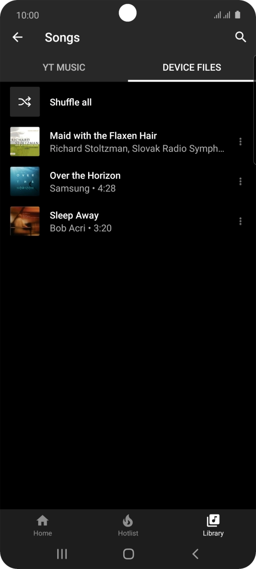 Press the required audio file.