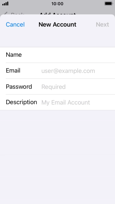 Press Email and key in your email address.