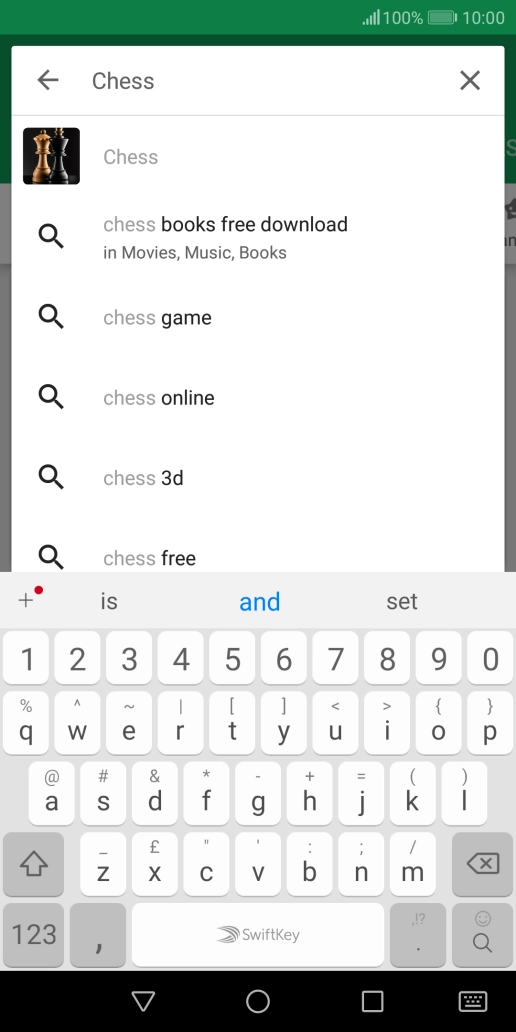 Key in the name or subject of the required app and press the search icon.