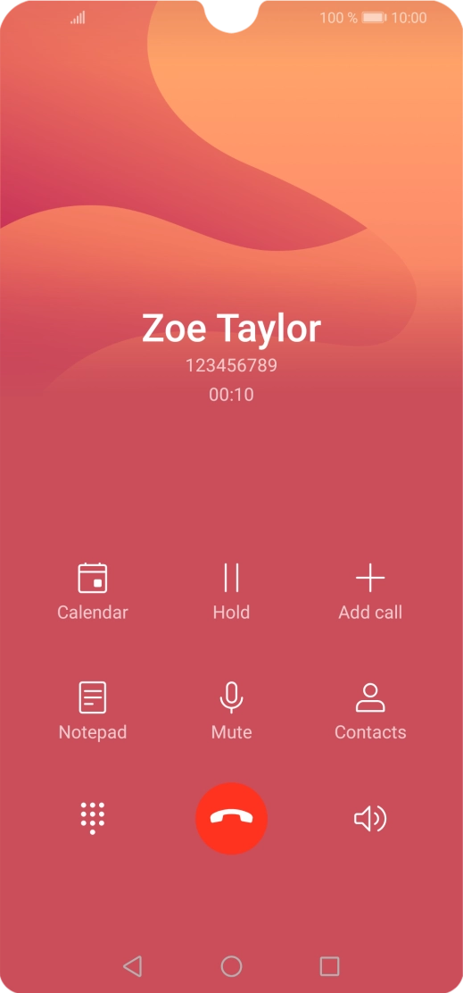 Press the end call icon.