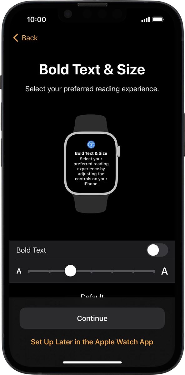 On your phone: Follow the instructions on the screen to select the required settings and press Continue.