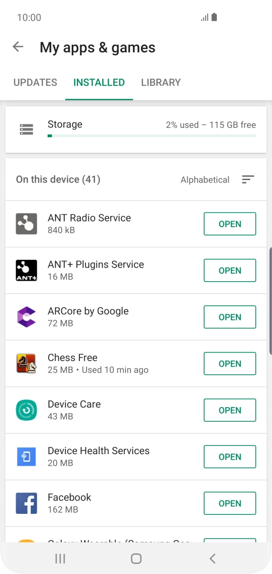 Press the required app.