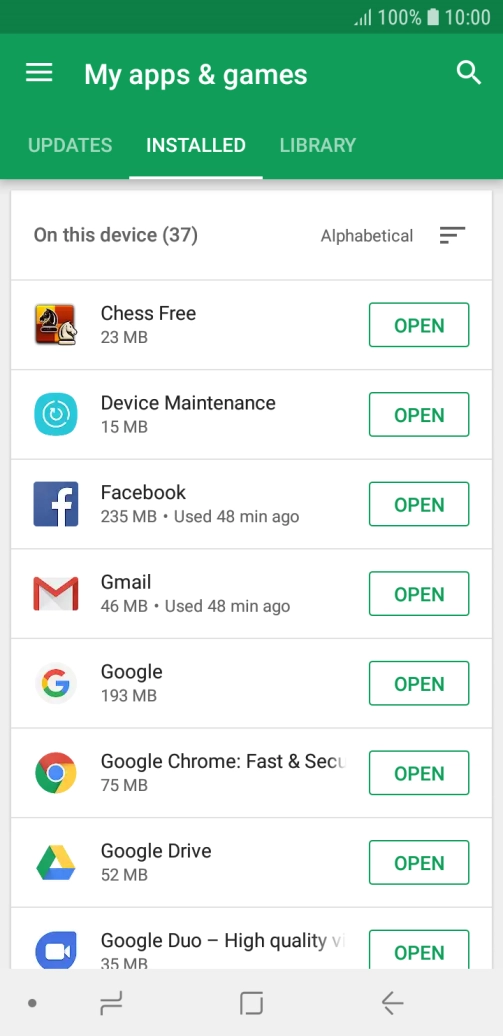 Press the required app.