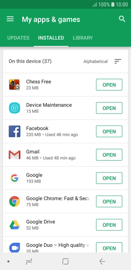 Press the required app.