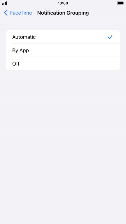 Press the required setting.