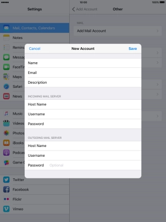 Press Password and key in the password for your email account.