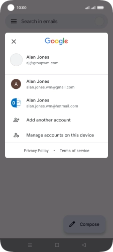 Press the required email account.