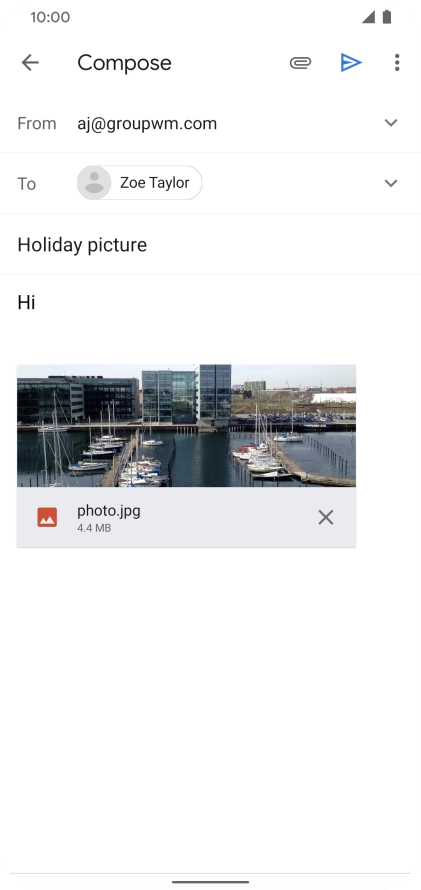 Press the send icon when you've finished your email.