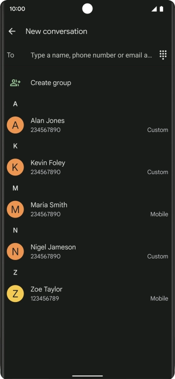 Press To and key in the first letters of the recipient's name.