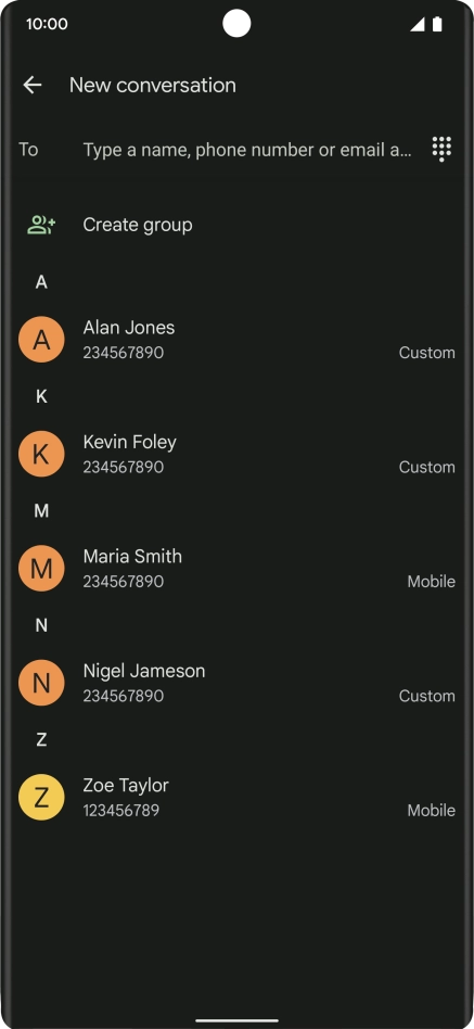 Press To and key in the first letters of the recipient's name.