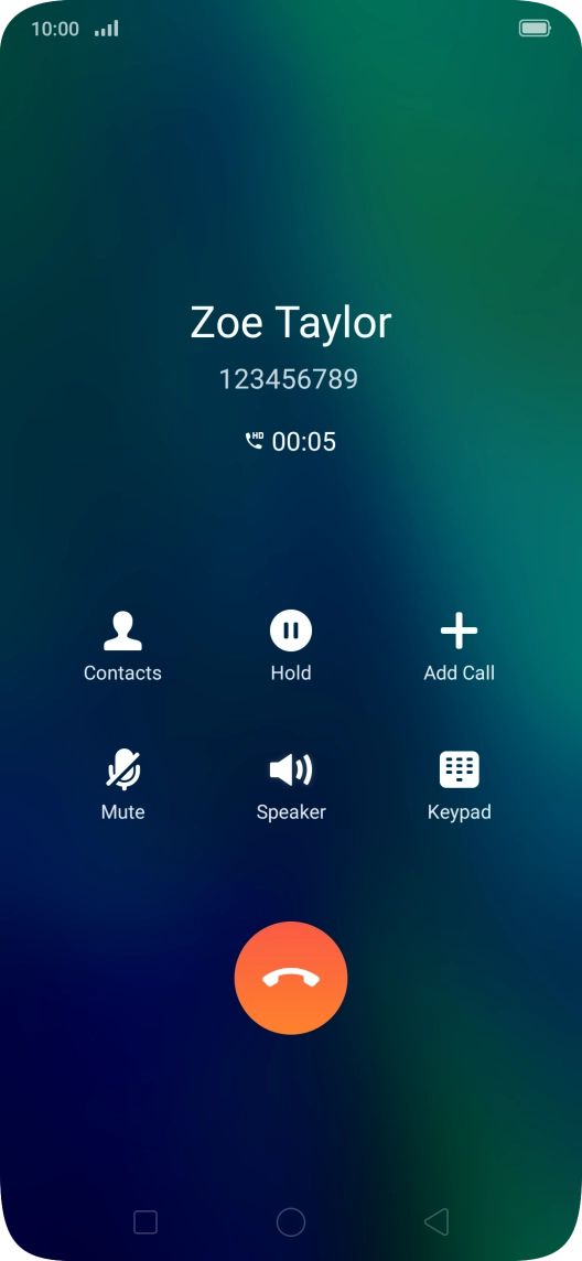 Press the end call icon.