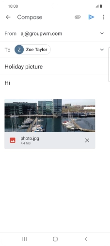 Press the send icon when you've finished your email.
