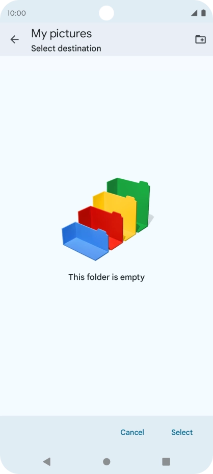 To create a new folder, press the new folder icon and follow the instructions on the screen to create a new folder.