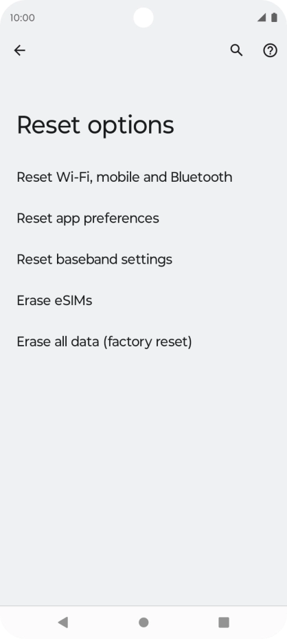 Press Erase all data (factory reset).