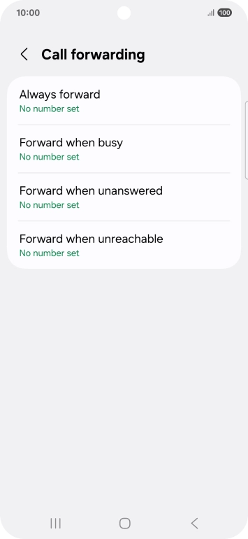 Press the required divert type.