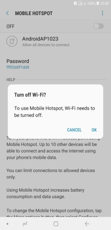 If Wi-Fi is turned on, press OK.