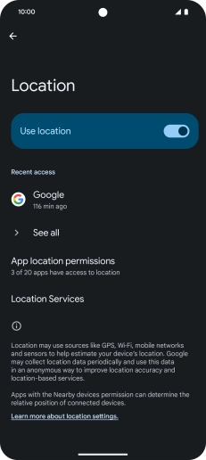 Press App location permissions.