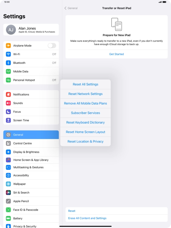 Press Reset All Settings.